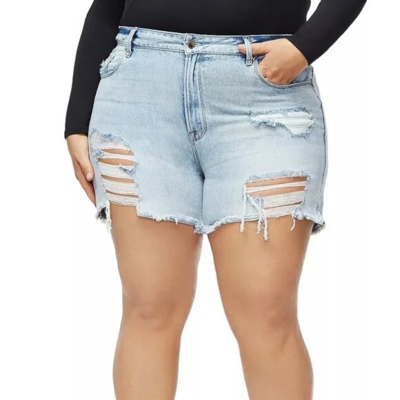 Good American Pants - Good American Cutoff Denim Shorts In Blue254 Size 8/29